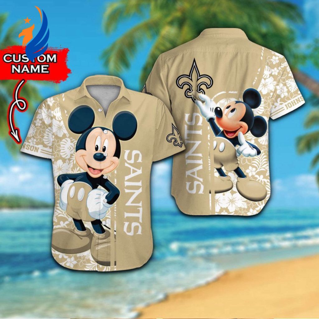 Unique NOLA Saints & Mickey Mouse Hawaiian Shirt – Personalized for True Fans Unique NOLA Saints & Mickey Mouse Hawaiian Shirt – Personalized for True Fans
