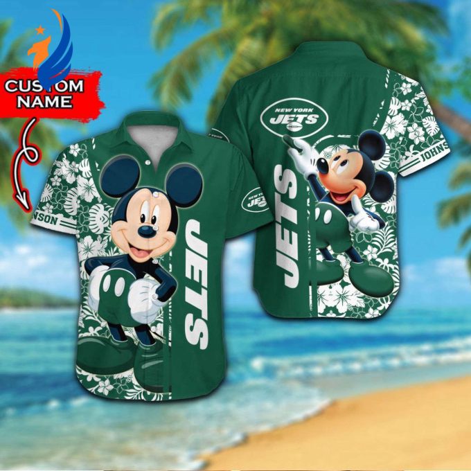New York Jets & Mickey Mouse Hawaiian Shirt #2 – Personalized NFL Disney Apparel