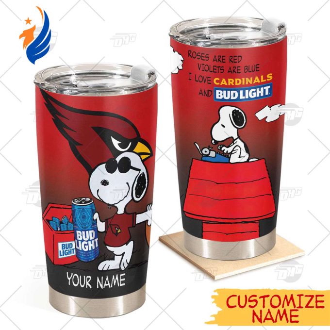 Personalized NFL Arizona Cardinals Tumbler Snoopy BUD LIGHT Beer Lover Stainless Steel Tumbler 20oz 30oz Personalized NFL Arizona Cardinals Tumbler Snoopy BUD LIGHT Beer Lover Stainless Steel Tumbler 20oz 30oz