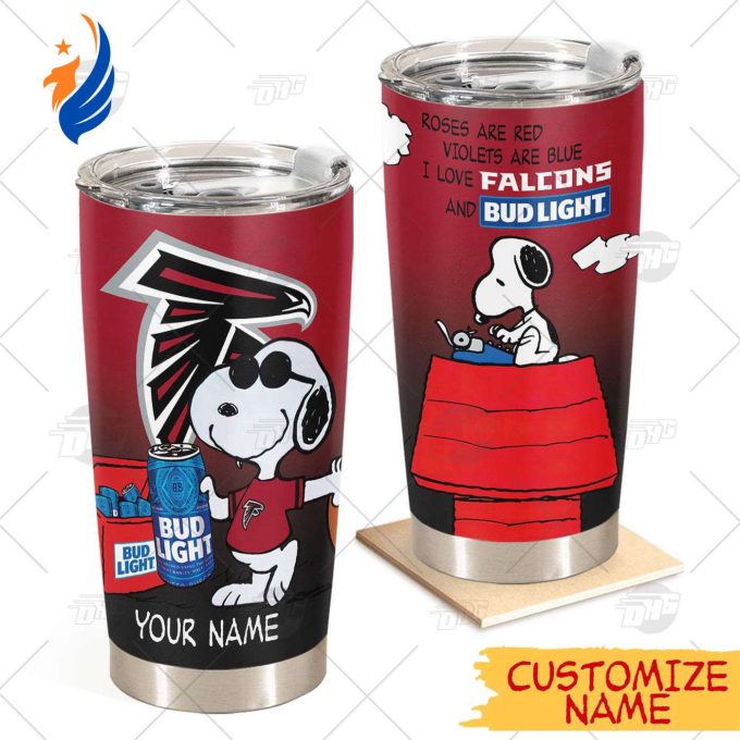 Personalized NFL Atlanta Falcons Tumbler Snoopy BUD LIGHT Beer Lover Stainless Steel Tumbler 20oz 30oz Personalized NFL Atlanta Falcons Tumbler Snoopy BUD LIGHT Beer Lover Stainless Steel Tumbler 20oz 30oz