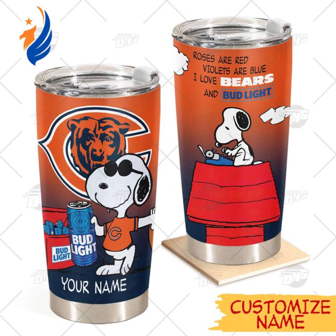 Personalized NFL Chicago Bears Tumbler Snoopy BUD LIGHT Beer Lover Stainless Steel Tumbler 20oz 30oz Personalized NFL Chicago Bears Tumbler Snoopy BUD LIGHT Beer Lover Stainless Steel Tumbler 20oz 30oz