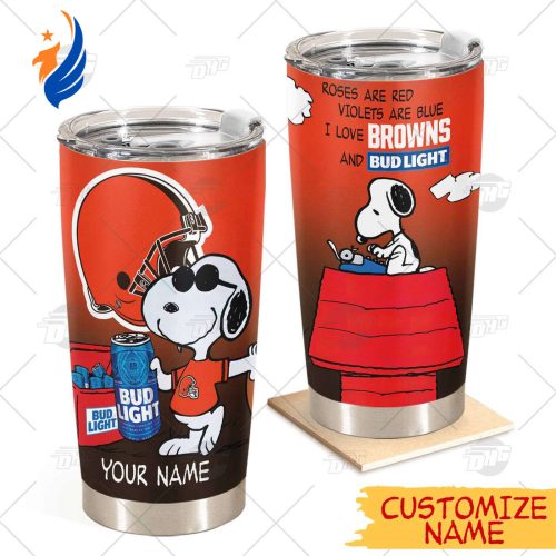 Personalized NFL Green Bay Packers Tumbler Snoopy BUD LIGHT Beer Lover Stainless Steel Tumbler 20oz 30oz Personalized NFL Cleveland Browns Tumbler Snoopy BUD LIGHT Beer Lover Stainless Steel Tumbler 20oz 30oz
