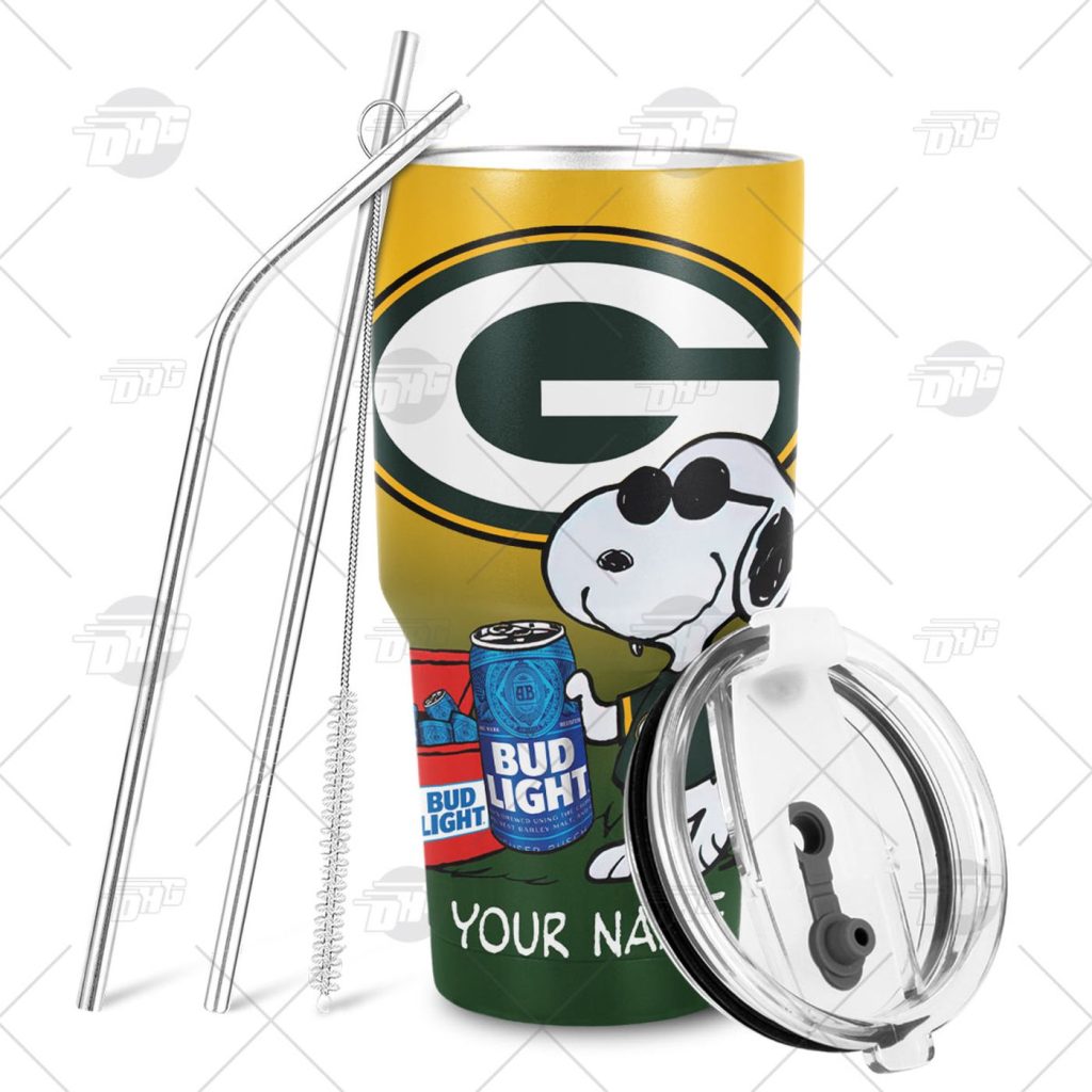 Personalized NFL Green Bay Packers Tumbler Snoopy BUD LIGHT Beer Lover Stainless Steel Tumbler 20oz 30oz Personalized NFL Green Bay Packers Tumbler Snoopy BUD LIGHT Beer Lover Stainless Steel Tumbler 20oz 30oz
