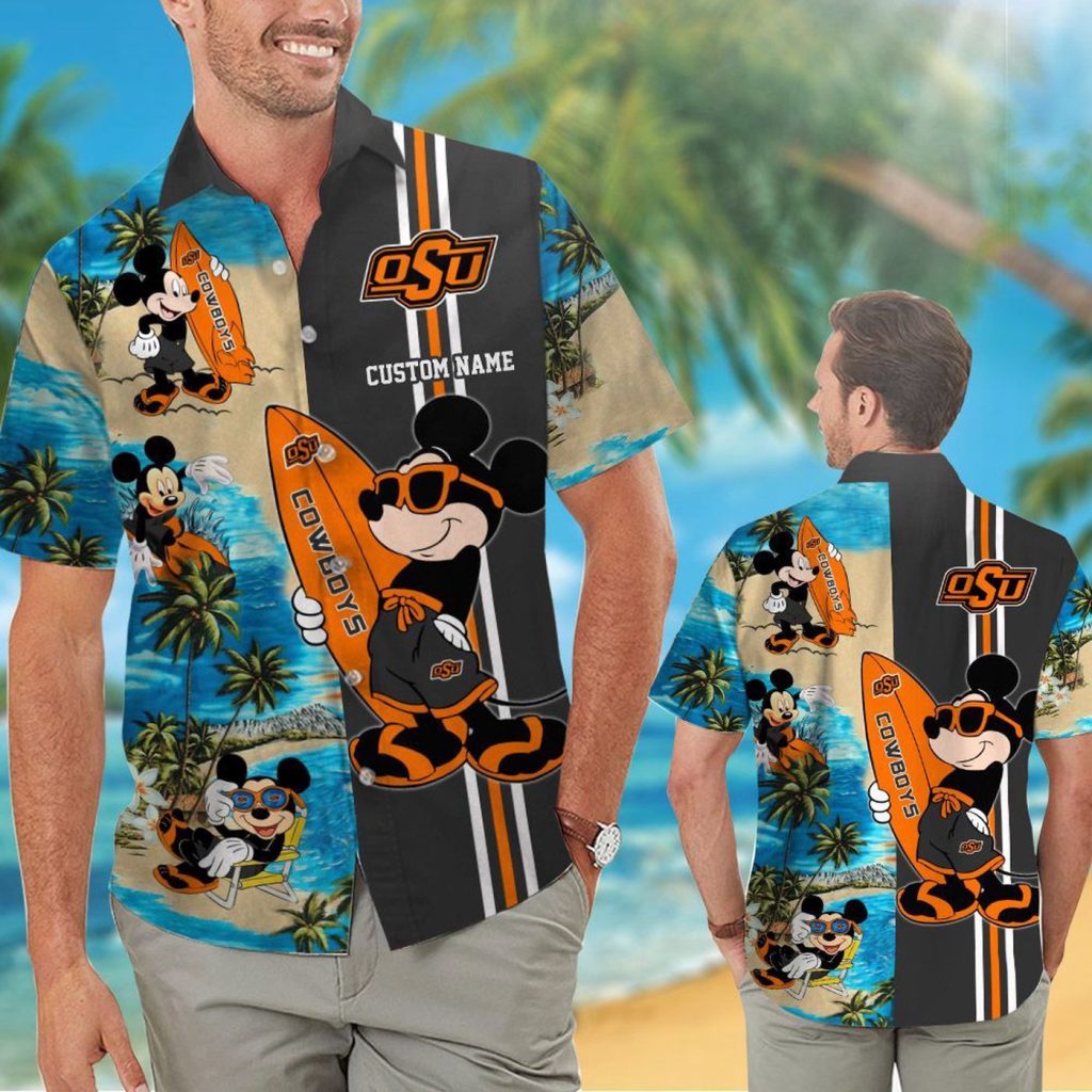 Custom Oklahoma State Cowboys & Mickey Mouse Hawaiian Shirt – Unique Personalization for Fans Custom Oklahoma State Cowboys & Mickey Mouse Hawaiian Shirt – Unique Personalization for Fans