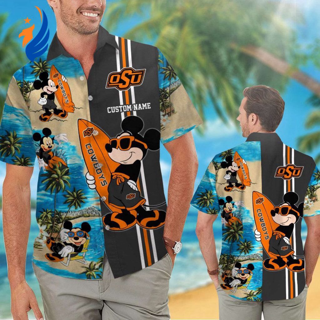 Custom Oklahoma State Cowboys & Mickey Mouse Hawaiian Shirt – Unique Personalization for Fans Custom Oklahoma State Cowboys & Mickey Mouse Hawaiian Shirt – Unique Personalization for Fans