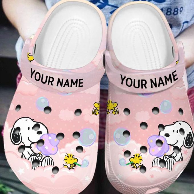 Personalized Peanut Snoopy  Pink Clogs For Kids And Adults