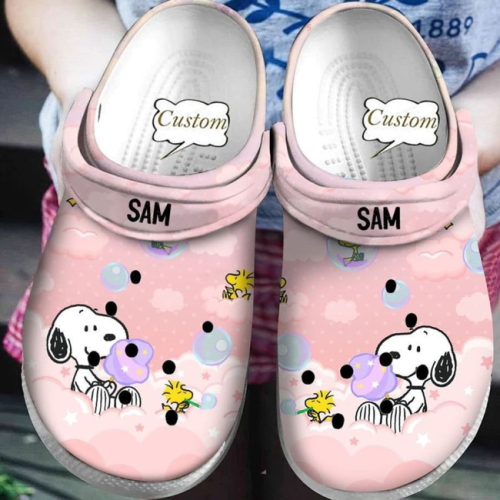 Personalized Peanut Snoopy  Pink Clogs For Kids And Adults Personalized Peanut Snoopy  Pink Clogs For Kids And Adults