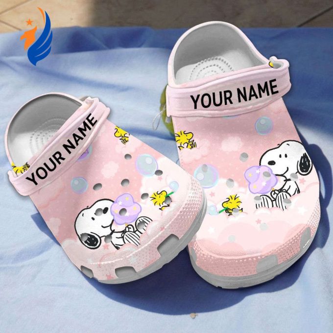 Personalized Peanut Snoopy  Pink Clogs For Kids And Adults