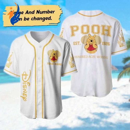Personalized Winnie the Pooh Baseball Jersey – Funny Honey Bear Character Shirt Perfect Cartoon Baseball Gift!