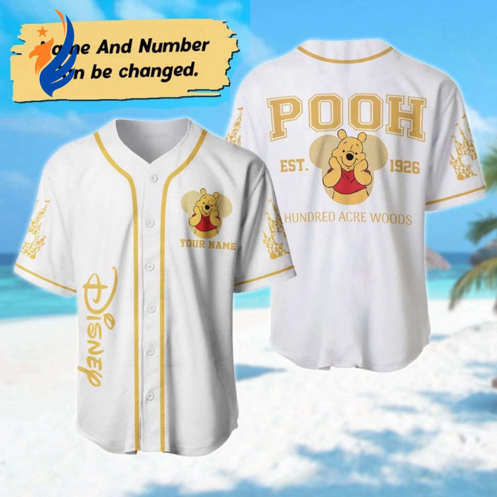 Custom Pooh Bear Baseball Jersey: Funny Honey Character Shirt Perfect Cartoon Baseball Gift! Custom Pooh Bear Baseball Jersey: Funny Honey Character Shirt Perfect Cartoon Baseball Gift!