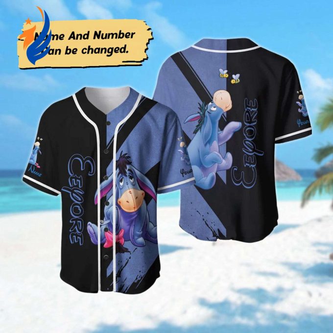 Custom Winnie The Pooh Baseball Shirt: Eeyore Character Jersey Basketball Style Perfect Birthday Gift Custom Winnie The Pooh Baseball Shirt: Eeyore Character Jersey Basketball Style Perfect Birthday Gift