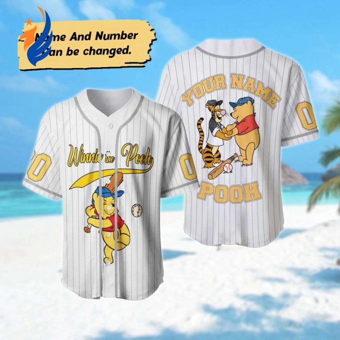 Custom Winnie The Pooh Baseball Jersey: Personalized Pooh Bear Shirt Tigger Basketball Jersey Magic Kingdom Gift Custom Winnie The Pooh Baseball Jersey: Personalized Pooh Bear Shirt Tigger Basketball Jersey Magic Kingdom Gift