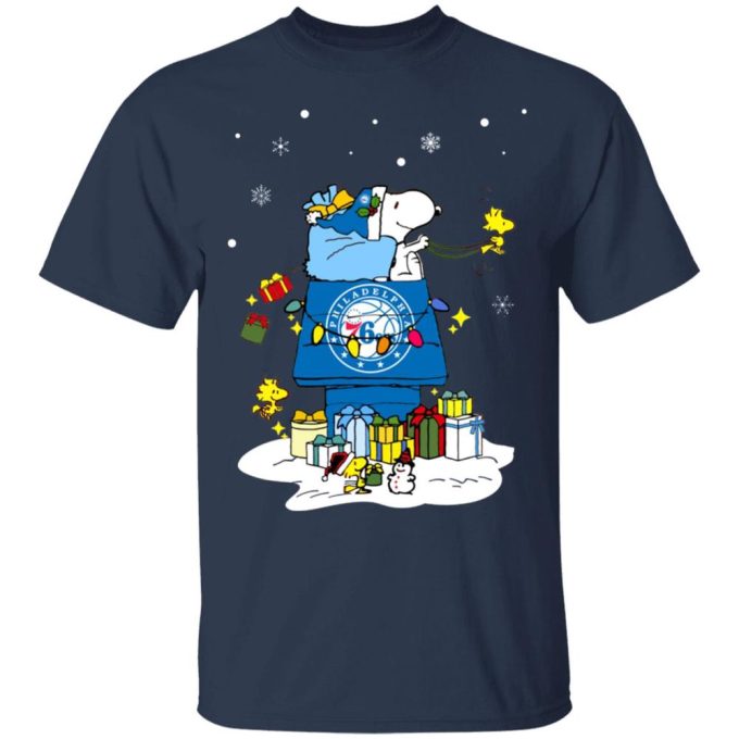 Get Festive with Philadelphia 76er Santa Snoopy Shirt – Perfect for a Merry Christmas!