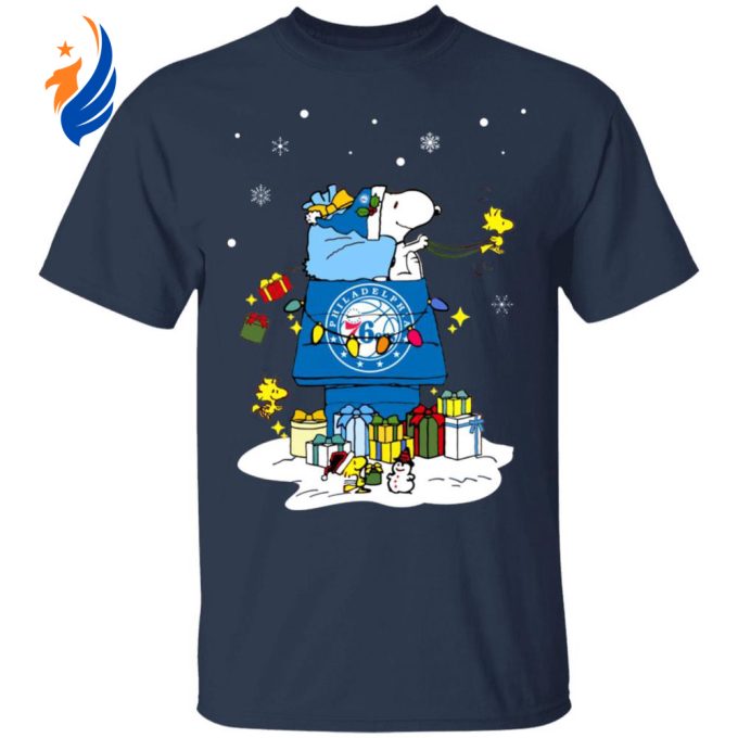 Get Festive with Philadelphia 76er Santa Snoopy Shirt – Perfect for a Merry Christmas!