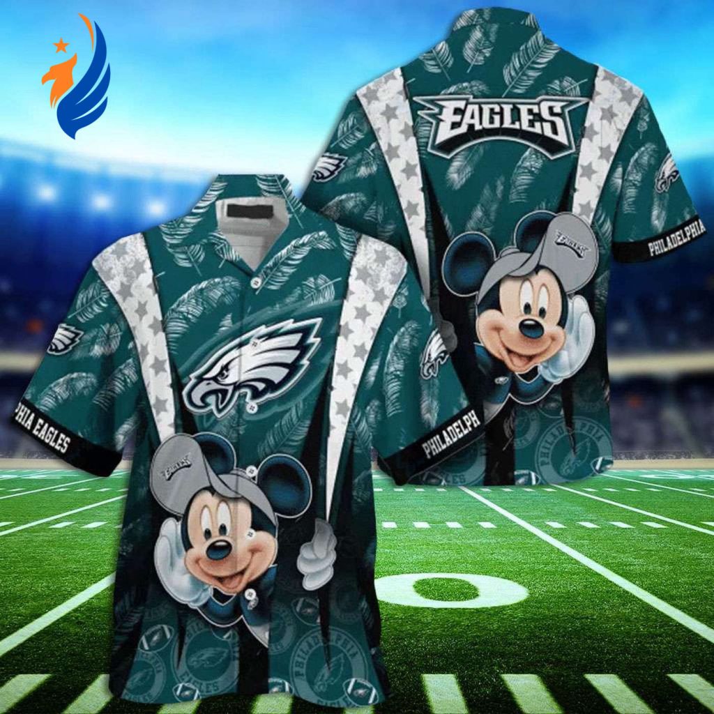 Philadelphia Eagles Hawaiian Shirt: Show Your Team Spirit with Eagles Mickey Print Philadelphia Eagles Hawaiian Shirt: Show Your Team Spirit with Eagles Mickey Print