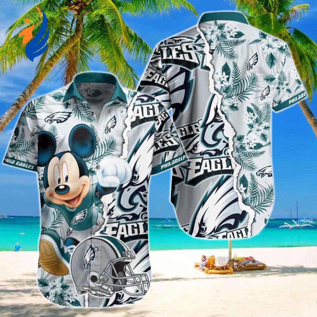 Philadelphia Eagles Mickey Mouse Hawaiian Shirt: Tropical Pattern Gift for Fans Philadelphia Eagles Mickey Mouse Hawaiian Shirt: Tropical Pattern Gift for Fans