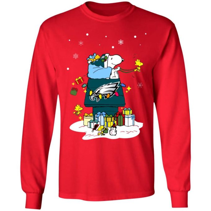 Philly Eagles Santa Snoopy Christmas Shirt – Festive and Cheerful Apparel for Eagles Fans!