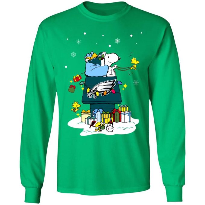 Philly Eagles Santa Snoopy Christmas Shirt – Festive and Cheerful Apparel for Eagles Fans!