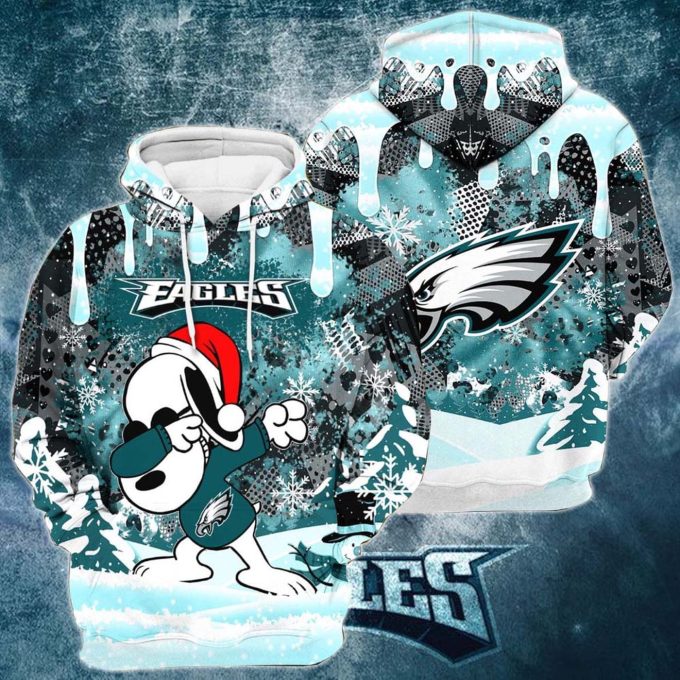Shop the Hilarious Philadelphia Eagles Snoopy Dabbing Christmas Pattern 3D Hoodie