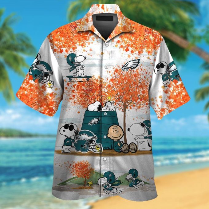 Show your team spirit with the Philadelphia Eagles & Snoopy Hawaiian Shirt – Perfect for game days and beach getaways!