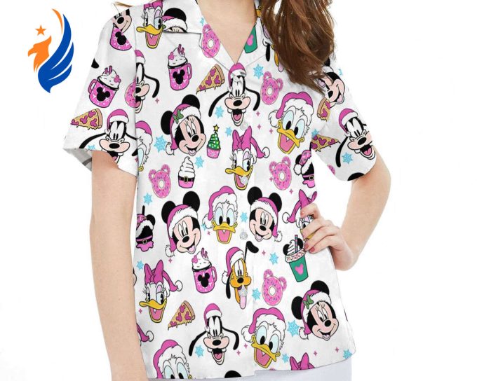Retro Pink Christmas Mickey Friends Hawaiian Shirt – Perfect Disneyland Holiday Gift