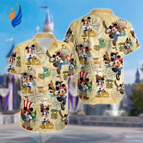 Fun & Stylish Pirates Mickey Mouse Hawaiian Shirt Family Summer Beach Hawaii Shirt Pirate Button Down Shirt