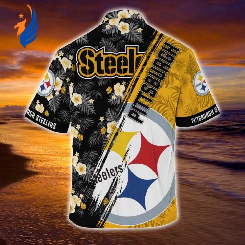 Get Game-Ready in Style with Pittsburgh Steelers NFL-Summer Hawaii Shirt: Mickey & Floral Pattern for Sports Fans – TU33141