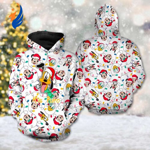 Pluto and Friends Head Hoodie – Mickey Mouse 3D T-shirt – Santa Hat All Over Print Shirt – Pluto Dog Hoodie