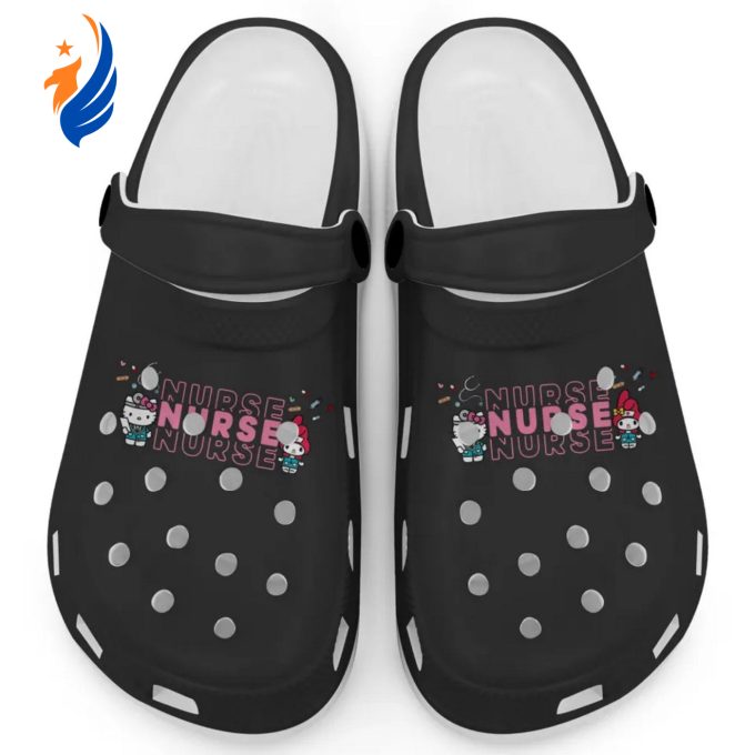 Pretty Nurse Hello Kitty And My Melody Black Clogs For Kids And Adults Pretty Nurse Hello Kitty And My Melody Black Clogs For Kids And Adults