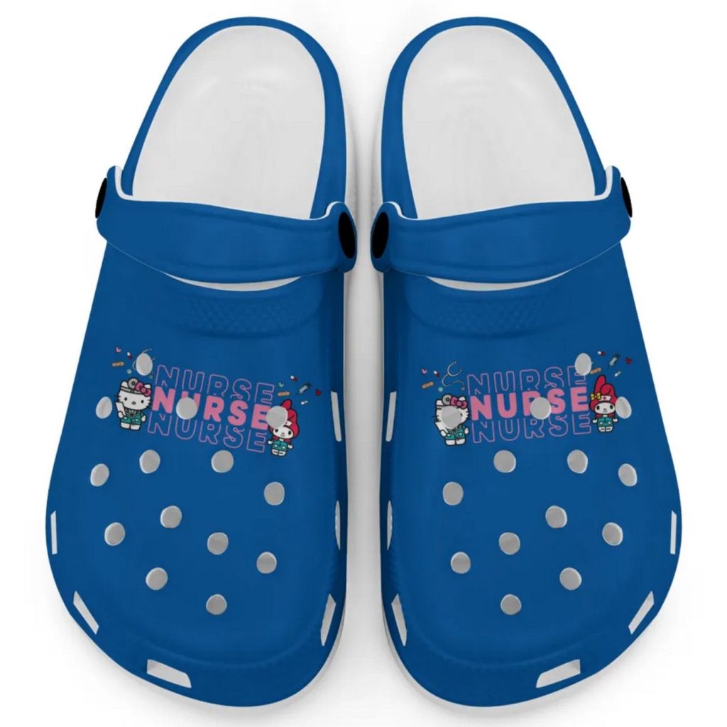Pretty Nurse Hello Kitty And My Melody Blue Clogs For Kids And Adults Pretty Nurse Hello Kitty And My Melody Blue Clogs For Kids And Adults