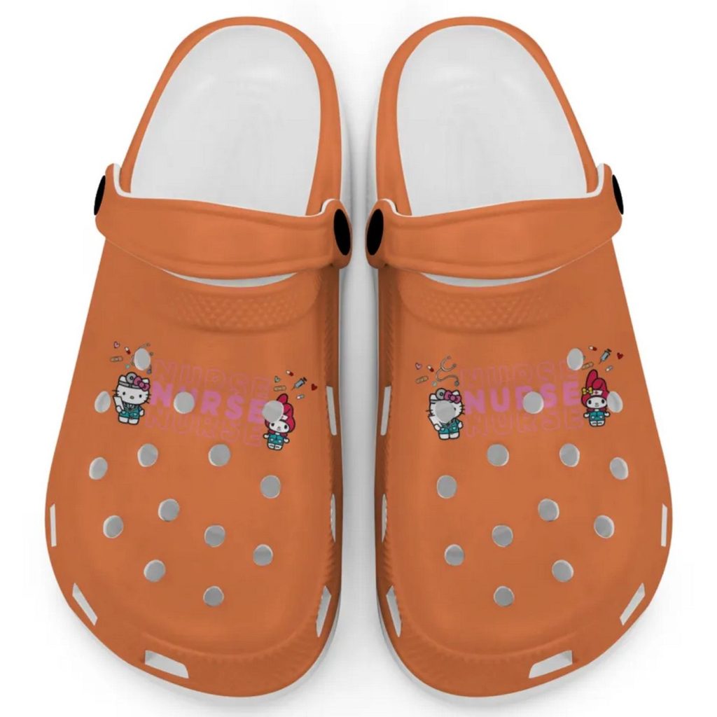 Pretty Nurse Hello Kitty And My Melody Orange Clogs For Kids And Adults Pretty Nurse Hello Kitty And My Melody Orange Clogs For Kids And Adults