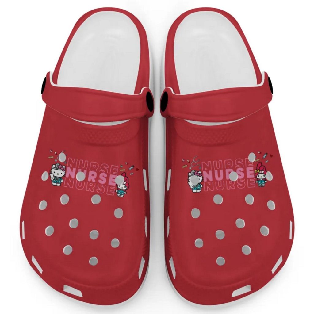 Pretty Nurse Hello Kitty And My Melody Red Clogs For Kids And Adults Pretty Nurse Hello Kitty And My Melody Red Clogs For Kids And Adults