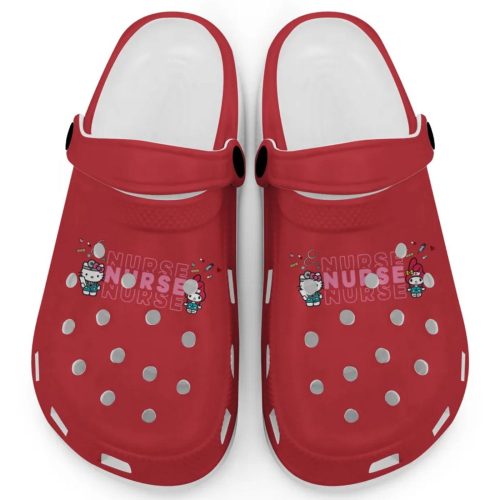 Pretty Nurse Hello Kitty And My Melody Red Clogs For Kids And Adults