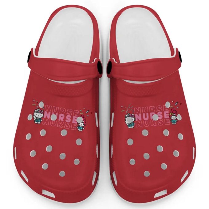 Pretty Nurse Hello Kitty And My Melody Red Clogs For Kids And Adults