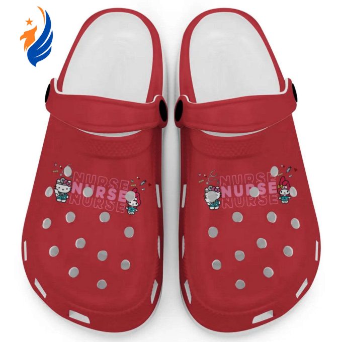 Pretty Nurse Hello Kitty And My Melody Red Clogs For Kids And Adults Pretty Nurse Hello Kitty And My Melody Red Clogs For Kids And Adults