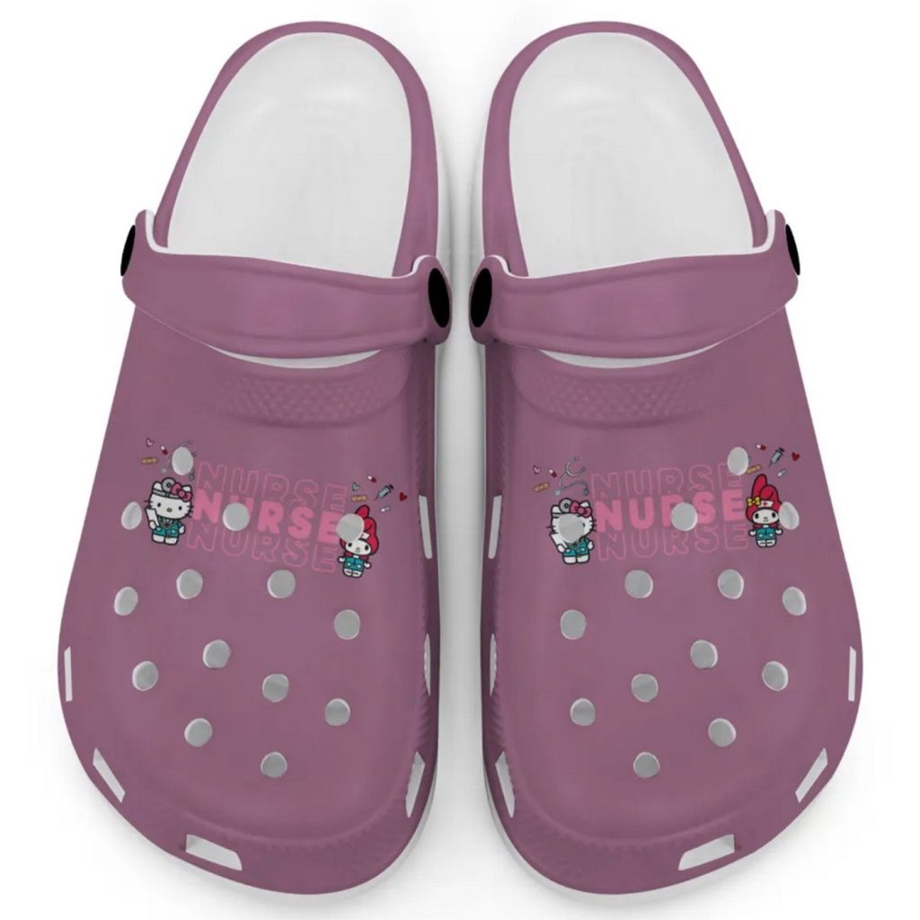 Pretty Nurse Hello Kitty And My Melody Violet Clogs For Kids And Adults Pretty Nurse Hello Kitty And My Melody Violet Clogs For Kids And Adults