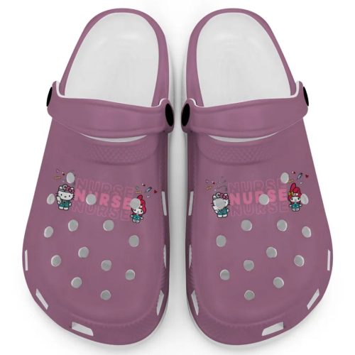 Pretty Nurse Hello Kitty And My Melody Violet Clogs For Kids And Adults