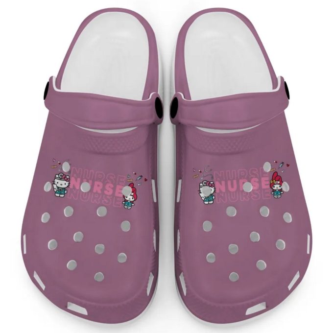 Pretty Nurse Hello Kitty And My Melody Violet Clogs For Kids And Adults Pretty Nurse Hello Kitty And My Melody Violet Clogs For Kids And Adults