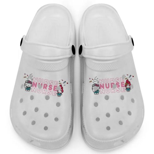 Pretty Nurse Hello Kitty And My Melody White Clogs For Kids And Adults