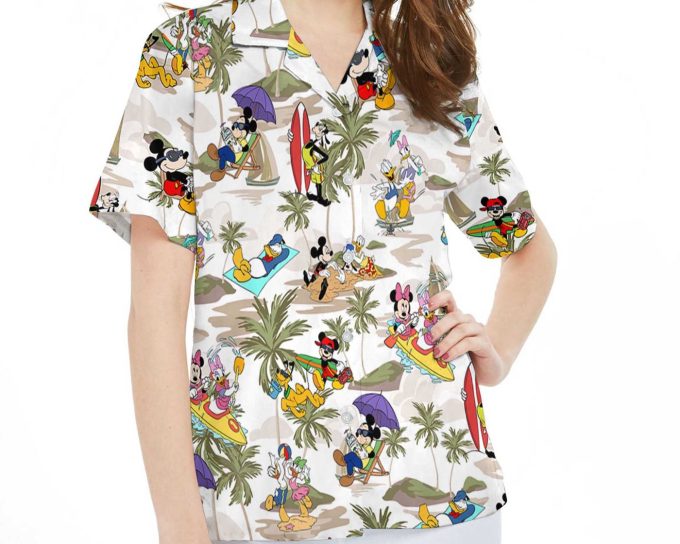 Retro Mickey Friends Hawaiian Shirt Beach Palm Tree Design Disney Hawaii Shirts for Family Summer Trip