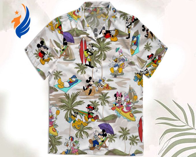 Retro Mickey Friends Hawaiian Shirt Beach Palm Tree Design Disney Hawaii Shirts for Family Summer Trip