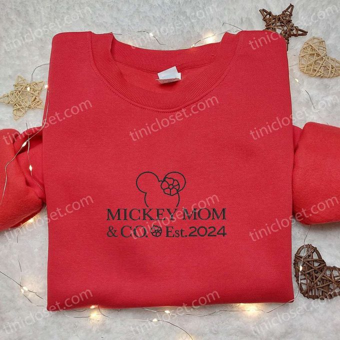 Retro Mickey Mom Embroidered Shirt: Disney Characters Mother s Day Gift Ideas