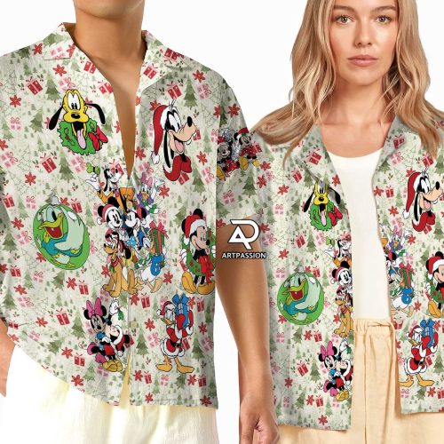Retro Mickey Mouse Christmas Hawaiian Shirt – Xmas Holiday Disney Attire