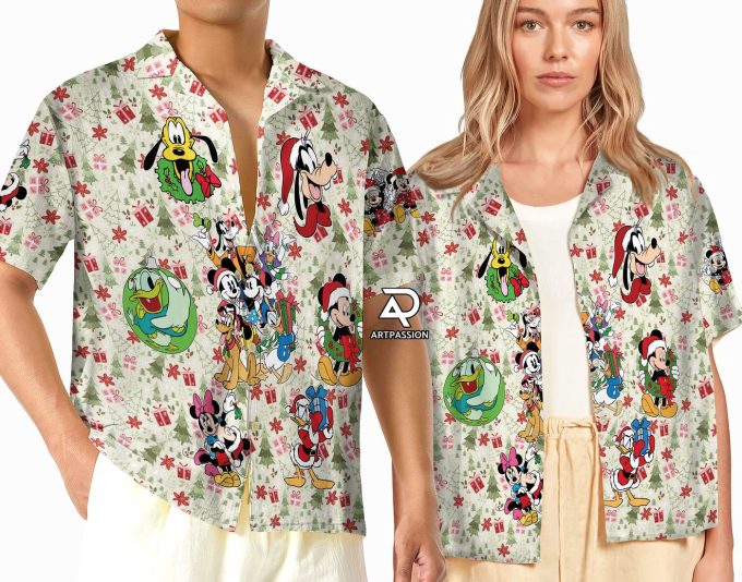 Retro Mickey Mouse Christmas Hawaiian Shirt – Xmas Holiday Disney Attire