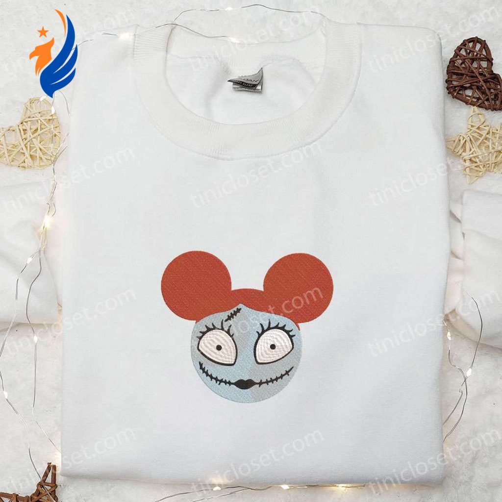 Sally x Mickey Nightmare Before Christmas Embroidered Shirt: Perfect Disney Halloween Gift for Family Sally x Mickey Nightmare Before Christmas Embroidered Shirt: Perfect Disney Halloween Gift for Family