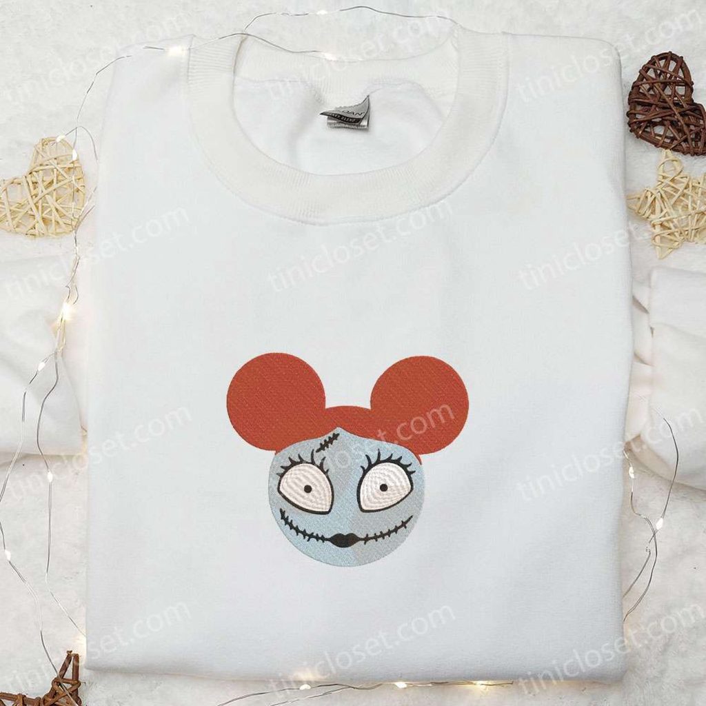 Sally x Mickey Nightmare Before Christmas Embroidered Shirt: Disney Halloween Gift for Family Sally x Mickey Nightmare Before Christmas Embroidered Shirt: Disney Halloween Gift for Family