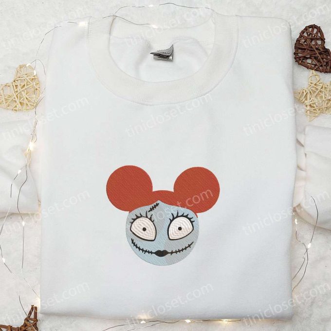 Sally x Mickey Nightmare Before Christmas Embroidered Shirt: Disney Halloween Gift for Family