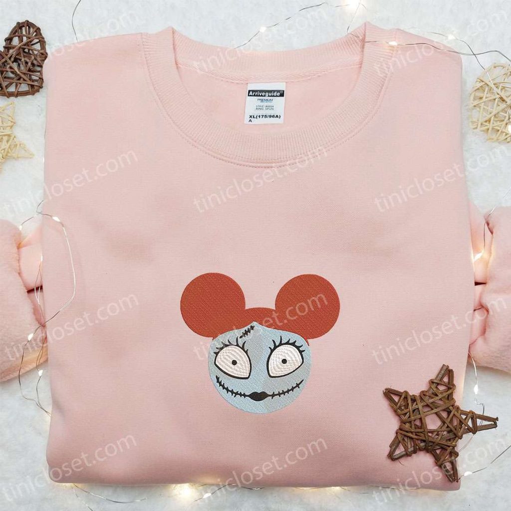Sally x Mickey Nightmare Before Christmas Embroidered Shirt: Perfect Disney Halloween Gift for Family Sally x Mickey Nightmare Before Christmas Embroidered Shirt: Perfect Disney Halloween Gift for Family
