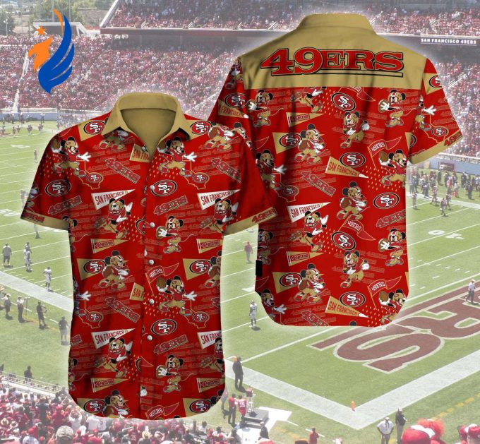 Official San Francisco 49ers Logo Mickey Mouse Hawaiian Shirt – Unique NFL Fanwear