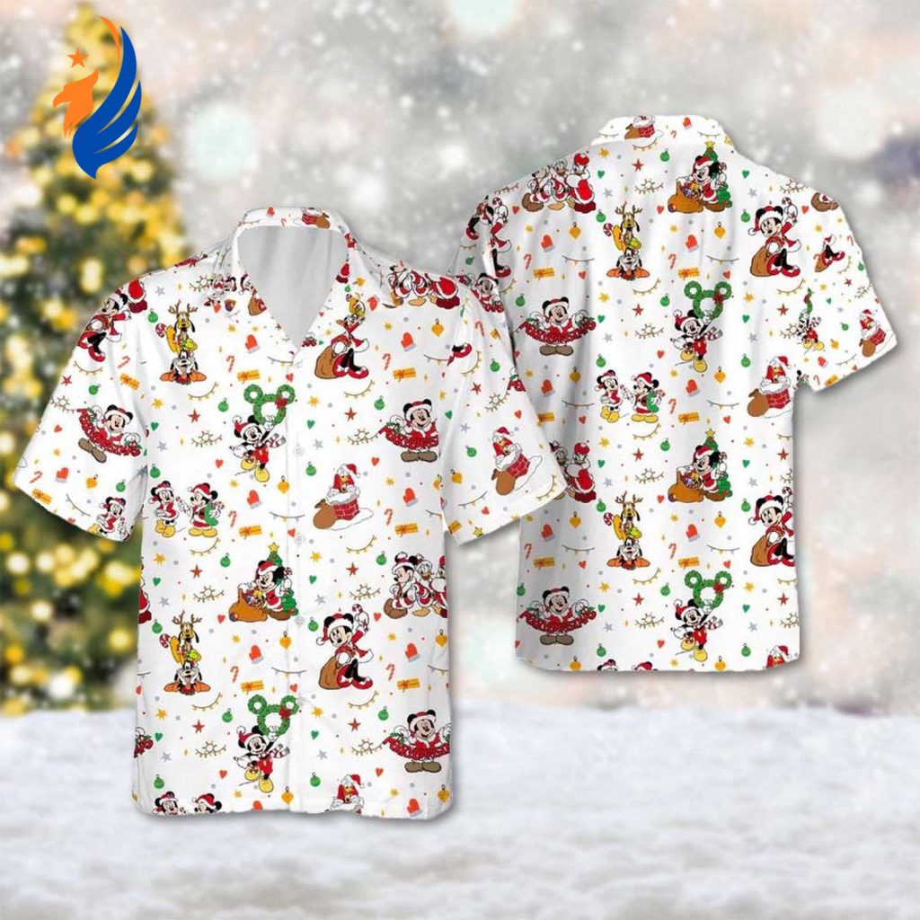 Santa Mickey & Friends Hawaiian Shirt – Christmas Hawaiian Shirt for Mickey & Minnie Mouse Fans – Perfect Cartoon Xmas Party Gift Santa Mickey & Friends Hawaiian Shirt – Christmas Hawaiian Shirt for Mickey & Minnie Mouse Fans – Perfect Cartoon Xmas Party Gift